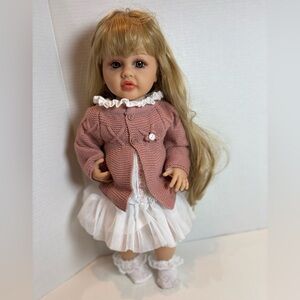 21.5” Lifelike Vinyl Toddler Reborn Doll Blonde Hair Blue Eyes Collectible Gift